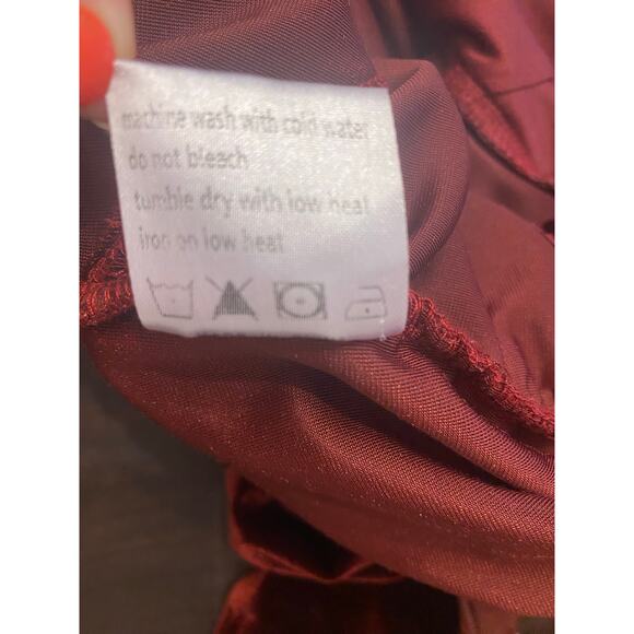 Burgundy Velvet Corset Style Mini Holiday Party Dress Sweetheart Neckline Med - Picture 9 of 9